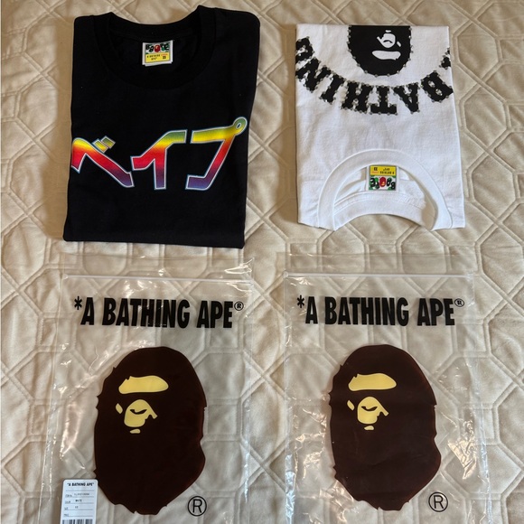 Bape Black Short Sleeve Tee Graphic Streetwear